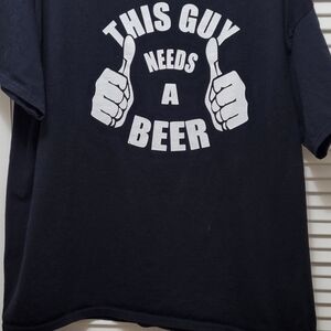 Gildan Black Short-Sleeve Tee with This Guy 'Needs A Beer' Graphic